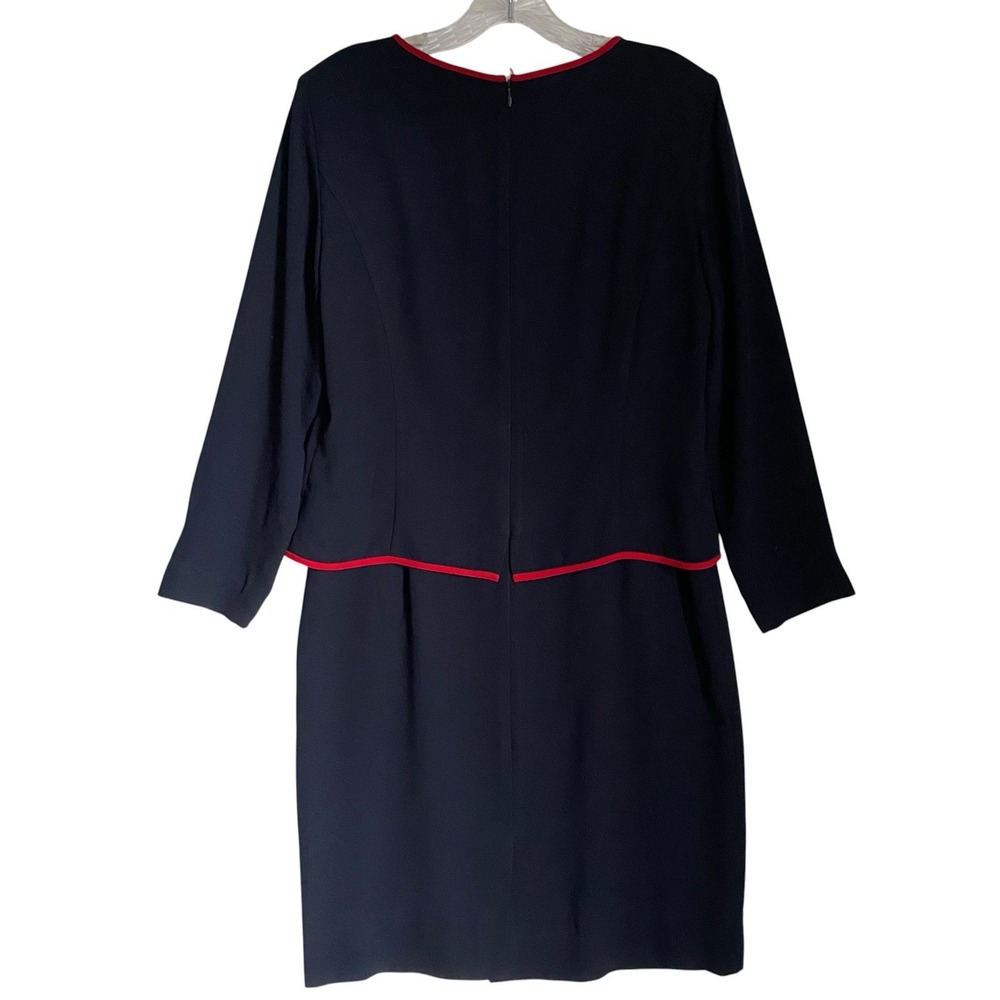 Vintage Talbots Midi Dress Size 8 Navy Long Sleeve Career Office Wear Elegant - Picture 3 of 12
